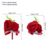 Unique Bargains Silk Wedding Artificial Rose Boutonniere and Wrist Corsage Set - 2 of 4