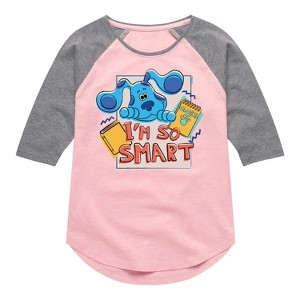 Girls' - Blue's Clues & You! - I'm So Smart Shirt Tail Raglan Graphic T-shirt - 1 of 3