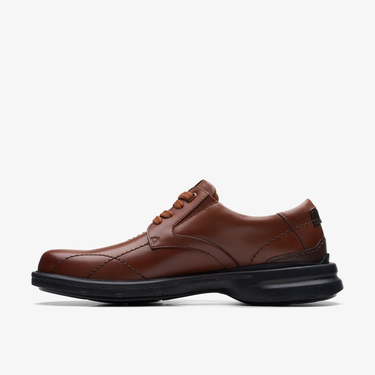 Clarks Mens Gessler Lace Dark Tan Leather Shoes - thumbnail 2