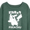 Women's - Pokémon - Pikachu Kanji Lightweight French Terry Wide Neck Long Sleeve Graphic Shirt - 2 of 4