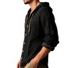 Men's Lightweight Hooded Shirt Casual Button Down Long Sleeve Tunic TOP for Daily Wear - 4 of 4