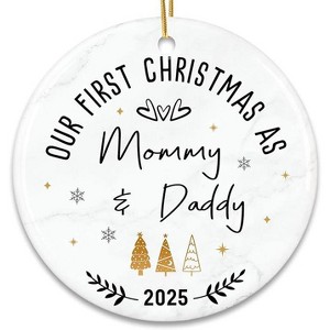 Lomsoe Baby First Christmas Ornament Christmas Ornament For Mom and Dad Family Ornament for First Time Parents Ceramic Xmas Tree Decor Christmas Gift - 1 of 4