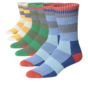 JAMES FIALLO 3 Pairs Wool Blend Dynamic Colorful with Vibrant Shapes Cushioned Dress Crew Socks - 1 of 4