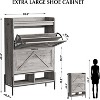 Shoe Cabinet, Shoe Rack Storage Cabinet with 2 Flip-Up Drawers and Open Shelves Shoe Cabinet Organizer Freestanding with Adjustable Support Stand - 3 of 4