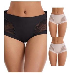 INSPIRE CHIC 3 Packs Women's High Waisted Lace Breathable Full Coverage Tummy Control Briefs Panties - 1 of 4
