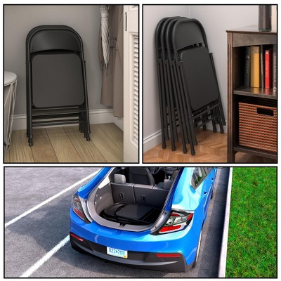 Black Metal Armless Folding Chair Set