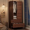 Armoire Wardrobe Closet with 2 Drawers,72" Wooden Wardrobe Cabinet with Hanging Rod, Tall Clothing Armoire Cabinet - 2 of 4