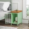 Nightstand Bedside Table with Storage Cabinet and  Solid Wood Tabletop (Set of Two Pieces) - 4 of 4
