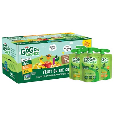 GoGo squeeZ Applesauce, Variety Apple/Banana/Mango - 3.2oz/20ct