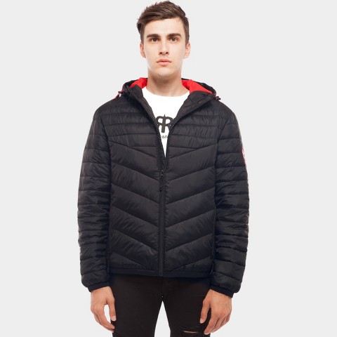 Rokka&Rolla Men's Light Puffer Jacket Coat-Very Black, size X Large