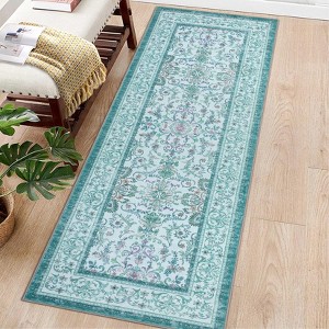 coucheta Vintage Floral Washable Rug for Living Room, Multi-size Soft Low Pile Rubber Backed Non Slip Carpet, for Bedroom, Dining Room, Home Office - 1 of 4