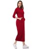 Coolmee Women Hoodies Maxi Dress Casual 3/4 Sleeve Tunic Dress Slim Hooded Sweatshirts Dress with Pocket - 2 of 4