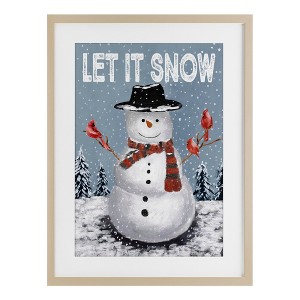 Stupell Industries Let It Snow Joyful Snowman Framed Print Under Glass Art - 1 of 4