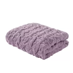 50"x60" Ruched Faux Fur Throw Blanket Lavender - Madison Park