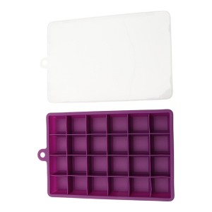 Unique Bargains Ice Mould 24-Cavity Square Ice Tray with Lid Hand Wash Only Silicone 7.28"x4.53"x1.18" 1 Pc - 1 of 3