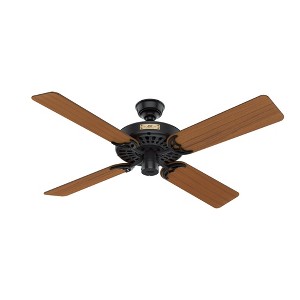 Hunter 52" Outdoor Original Ceiling Fan with Teak Blades in Black Finish - Damp Rated, Pull Chain Control, Optional Light Kit - 1 of 1