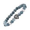 Steeltime Men's gray agate and stainless steel lion head beaded bracelet - 2 of 4