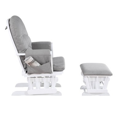 White and Oyster Upholstered Glider with Ottoman