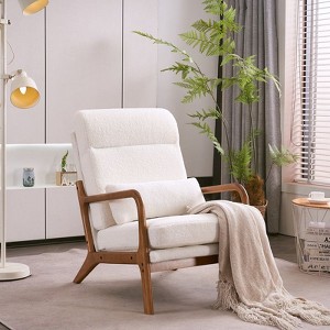Karl Home High Back Solid Wood Armrest Backrest Iron Frame Linen Indoor Leisure Chair - 1 of 4