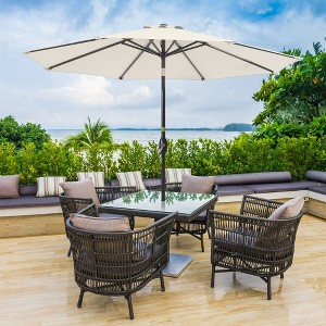 Sonkuki 9 FT Outdoor Patio Umbrella Market Table Umbrella With a Crank for Garden, Deck and Pool - 1 of 4