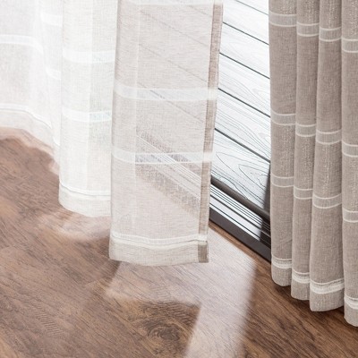 Taupe Sheer Polyester Grommet Window Panels, 52 x 63 Inches