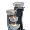 LuxenHome 26" Modern Outdoor Water Fountain with Planter and Lights, Resin Cascading Bowl Garden Waterfall Indoor and Outdoor Use Gray - 4 of 4