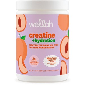 Wellah Creatine + Hydration Powder (White Peach Nectarine) 30 Servings - Electrolyte Drink Mix with 3g of Creatine Monohydrate - 1 of 4