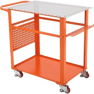 36 in x 24 in Welding Table, 600 LBS Heavy Duty Steel Welding Fixture Table with 5/8 in Holes and Pegboard, Industrial Welding Workbench with Wheels - 1 of 4