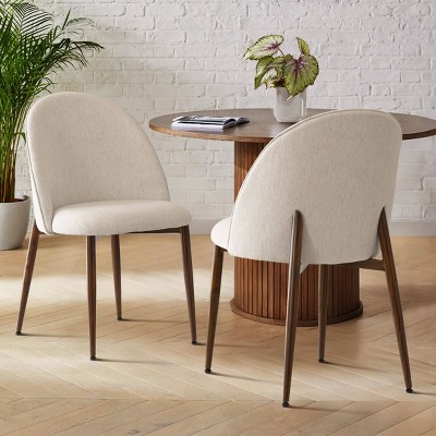 Set of 2 Modern Upholstered Dining Chairs with Walnut Metal Legs Armless Kitchen Chairs for Dining Room,Living Room,Small Spaces-Tanpinhause