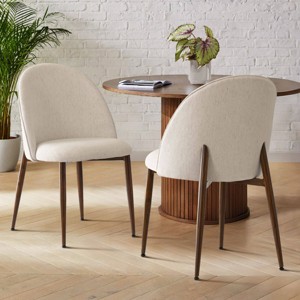 Set of 2 Modern Upholstered Dining Chairs with Walnut Metal Legs Armless Kitchen Chairs for Dining Room,Living Room,Small Spaces-Tanpinhause - 1 of 4