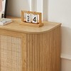 INFURNIC Decorative Storage Cabinets 64 Inch Wave Shaped TV Stand with Rattan Doors and Vertical Stripes for Living Room, Brown, 64"*15"*24" - 4 of 4