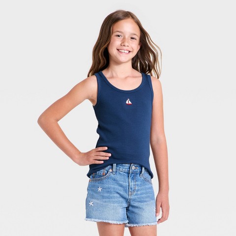 Детские Cat & Jack Girls' 'Sailboat' Graphic Tank Top - Cat & Jack™ Navy Blue M