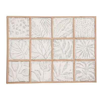 43" x 32" Large Metal Plant Tiles in Natural Wood Frame Wall Decor - Olivia & May