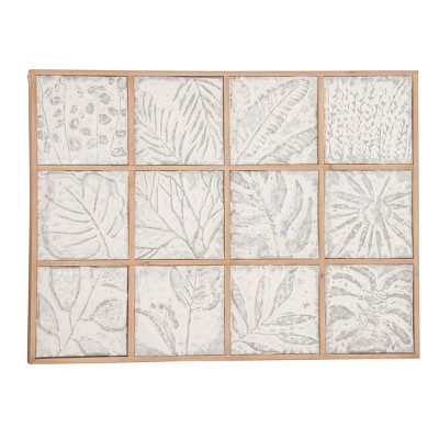 Metal Leaf Tropical Wall Decor With Wood Frames Gray - Olivia & May : Target