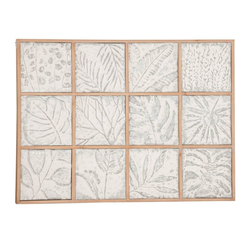 Metal Leaf Tropical Wall Decor with Wood Frames Gray - Olivia &#38; May, 1 of 6