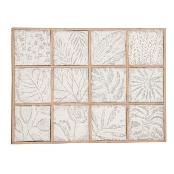 Metal Leaf Tropical Wall Decor with Wood Frames Gray - Olivia & May