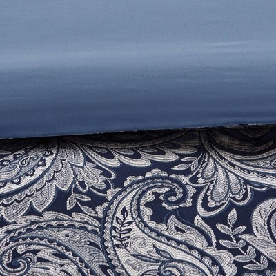 Navy Jacquard Paisley California King Cotton Comforter Set