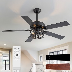 Airsurfer 52" Matte Black Ceiling Fan with 5 Black Plywood Blades,Ceiling Fan with 6 Speeds DC Motor & Memory Function,Remote Control Included - 1 of 4