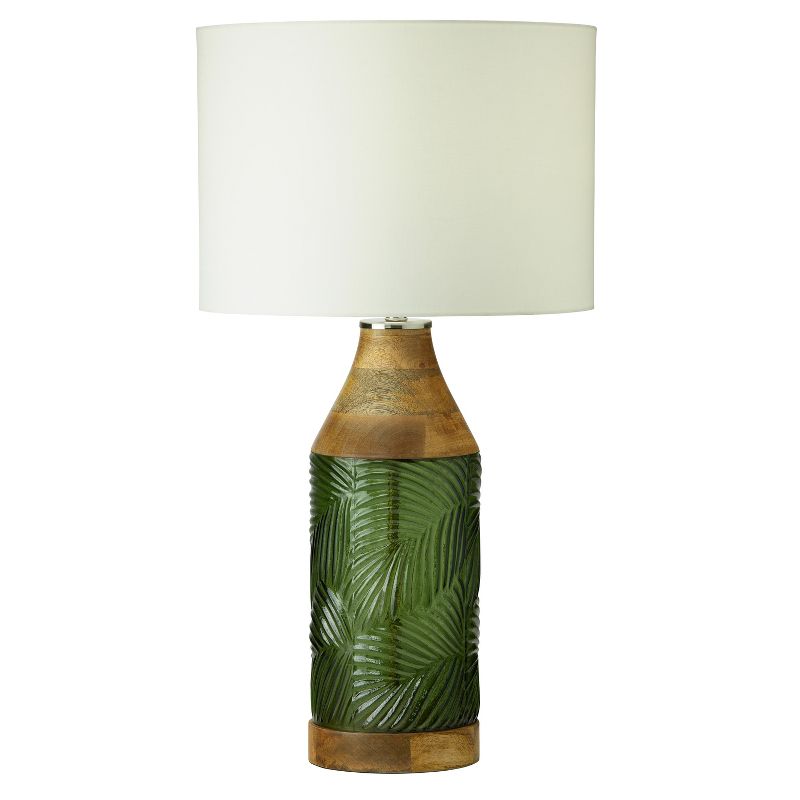 River of Goods 26&#34; Ronin Glass and Mango Wood Table Lamp Green, 1 of 10