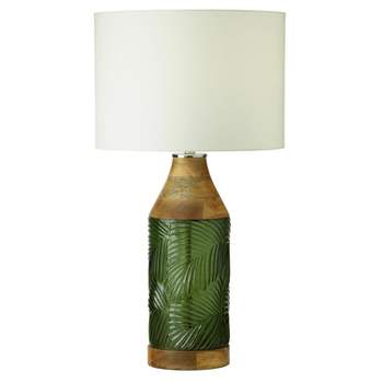 River of Goods 26" Ronin Glass and Mango Wood Table Lamp Green
