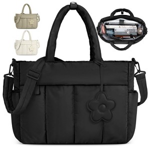 Laptop Tote Bag for Women 15 Inch Lightweight Puffer Work Tote Bag Quilted Travel Bags - 1 of 4