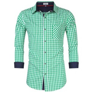 Transitional Weather Slim Fit Long Sleeve Button Down Shirt Business Casual Dress Shirts with Pocket - 1 of 4