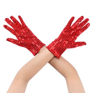 INSPIRE CHIC Women's Sequin Wrist Full Finger Sparkly Sleeves Gloves for Party Banquet Costume Prom Dress 1 Pair - 1 of 4