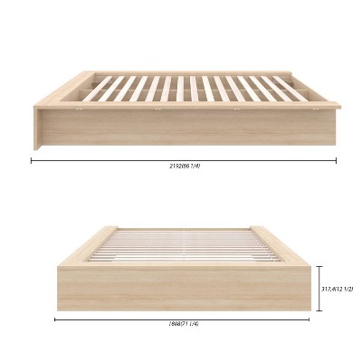 Natural Blonde Oak Queen Platform Bed with Engineered Wood Frame