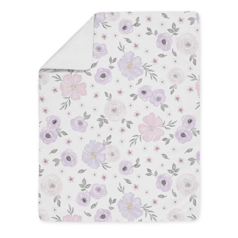5pc Watercolor Floral Toddler Kids&#39; Bedding Set Lavender and Gray - Sweet Jojo Designs, 4 of 8