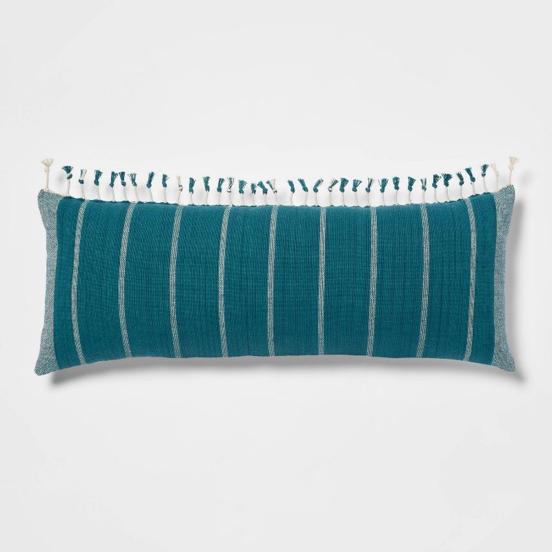 Oversized Oblong Woven Stripe Tassel Decorative Throw Pillow - Threshold™, 1 of 10