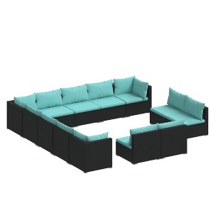 vidaXL Garden Lounge Set Black PE rattan Large Modular - 1 of 4