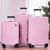 Gulches 3 Piece Luggage Sets PC+ABS Lightweight Suitcase with Two Hooks, Spinner Wheels, (20/24/28) Pink - 2 of 4