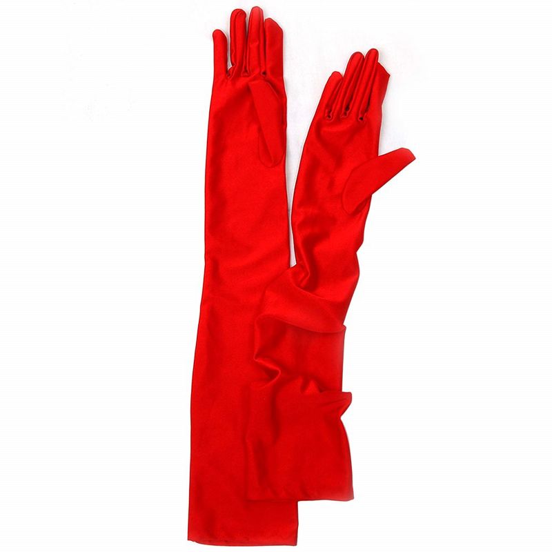 Skeleteen Women's Satin Opera Gloves Costume Accessory - Red, 1 of 7