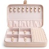 Premium PU Leather Travel Jewelry Case, Dust-Proof & Scratch-Resistant Organizer for Necklaces & Bracelets, Cloud Pink - 3 of 4